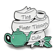 Enamel Pins, Black Zinc Alloy Brooch, Word The Finer Things Club, Tableware, 30x35x1.4mm(JEWB-C022-02G)