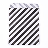 Kraft Paper Bags, No Handles, Food Storage Bags, Stripe Pattern, Black, 18x13cm(CARB-P001-B01-07)