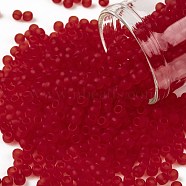 TOHO Round Seed Beads, Japanese Seed Beads, (5F) Transparent Frost Light Siam Ruby, 8/0, 3mm, Hole: 1mm, about 222pcs/10g(X-SEED-TR08-0005F)