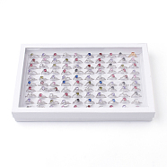 Alloy Cubic Zirconia Finger Rings, Size 6~9, Mixed Color, Size 6~9, 16~19mm, 100pcs/box(RJEW-S042-03-B)