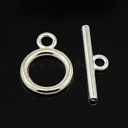 Tibetan Style Alloy Toggle Clasps, Lead Free and Cadmium Free, Silver Color Plated, Ring: 19x14mm, Bar: 2x22mm, Hole: 2.5mm(K089Y021)