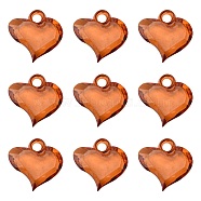 Transparent Acrylic Pendants, Faceted, Heart, Chocolate, 17.5mm long, 17mm wide, 4mm thick, hole: 3mm, about 833pcs/500g(PL762Y-14)