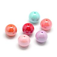 Pearlized Style Acrylic Beads, Round, Mixed Color, 16mm, Hole: 2mm, about 210pcs/500g(MACR-S826-16mm)