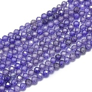 Cubic Zirconia Beads Strands, Faceted, Round, Medium Slate Blue, 3mm, Hole: 0.5mm, about 132pcs/strand, 15 inch(38cm)(G-G792-47-03B)