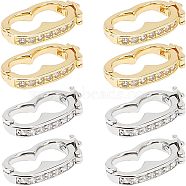 8Pcs 2 Colors Brass Peanut Twister Clasp, with Rhinestone, for Purse Making, Platinum & Golden, 19x10x3.5mm, Inner Diameter: 12.5x6.5mm(KK-CA0003-05)