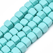 Handmade Polymer Clay Beads Strands, Cube, Dark Turquoise, 5x5x5mm, Hole: 1.8mm, about 86~88pcs/strand, 15.35 inch~16.34 inch(39~41.5cm)(CLAY-S092-78G)