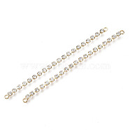 Brass Micro Cubic Zirconia Chain Links Connectors, Nickel Free, Real 18K Gold Plated, Cubic Zirconia Cup Chain, Clear, 67x2x2mm, Hole: 1.2mm(KK-N231-134-NF)