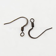 Brass French Earring Hooks, with Horizontal Loop, Flat Earring Hooks, Nickel Free, Antique Bronze, 17mm, Hole: 2mm(X-KK-Q366-AB-NF)