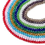 Glass Beads Strands, Faceted, Rondelle, Mixed Color, 6x5mm, Hole: 1mm, 92~94pcs/strand, 17~17.5 inch(42.5~43.75cm), 10 colors, 1strand/color(EGLA-X0007-01A-6mm)