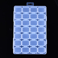 Rectangle Polypropylene(PP) Bead Storage Containers, with Hinged Lid and 28 Grids, Each Row 4 Grids, for Jewelry Small Accessories, Clear, 21.6x15x3.4cm(CON-Q040-001)