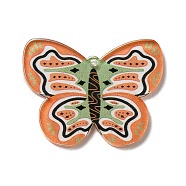 Printed Acrylic Pendants, Butterfly, Dark Orange, 27x35x2mm, Hole: 1.6mm(SACR-F006-02)
