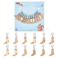12Pcs 12 Style Sock Pendant Locking Stitch Markers, Crochet Lobster Clasp Charms, Lemon Chiffon, 3.2cm, 1pc/style(HJEW-AB00645)