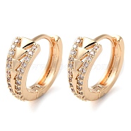 Rack Plating Brass Micro Pave Clear Cubic Zirconia Hoop Earrings for Women, Ring with Arrow, Light Gold, 15x6.5mm(EJEW-P238-07KCG)