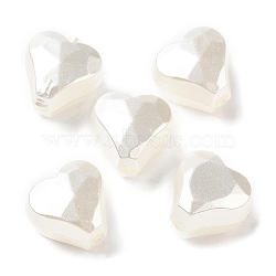Opaque Acrylic Beads, Faceted, Heart, White, 11x11.5x8mm, Hole: 2.1mm, about 785pcs/500g(OACR-C016-26)