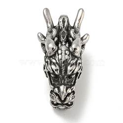 316 Surgical Stainless Steel Pendants, Dragon, Antique Silver, 39x18x16mm, Hole: 6x9mm(STAS-Z073-103AS)