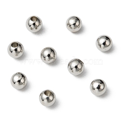 Round Brass Cord End Caps, Memory Wire End Caps, Half Drilled, Platinum, 4mm, Hole: 1.6mm(X-KK-D275-01P)