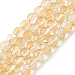 Transparent Electroplate Glass Beads Strands, Pearl Luster Plated, Round, Bisque, 4mm, Hole: 0.7mm, about 101pcs/strand, 14.57~14.96''(37~38cm)(GLAA-T032-T4mm-C13)