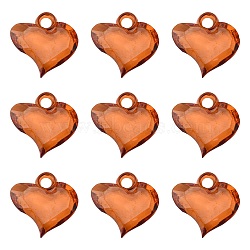 Transparent Acrylic Pendants, Faceted, Heart, Chocolate, 17.5mm long, 17mm wide, 4mm thick, hole: 3mm, about 833pcs/500g(PL762Y-14)