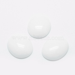 Opaque Glass Cabochons, Oval, White, 28.5x22x7mm(G-G759-P01)