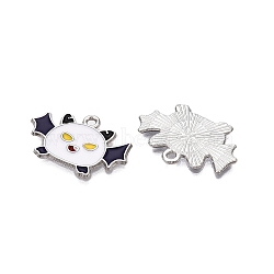 Halloween Theme Alloy Enamel Pendants, Cadmium Free & Nickel Free & Lead Free, Platinum, Bat, 16.5x26x1mm, Hole: 1.8mm(ENAM-T020-08E)