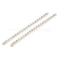 Brass Micro Cubic Zirconia Chain Links Connectors, Nickel Free, Real 18K Gold Plated, Cubic Zirconia Cup Chain, Clear, 67x2x2mm, Hole: 1.2mm(KK-N231-134-NF)