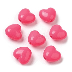 Opaque Acrylic Beads, Heart, Deep Pink, 9x9.5x5.5mm, Hole: 1.5mm, about 1650pcs/500g(OACR-C016-32G)