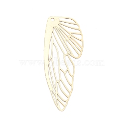 Rack Plating Brass Big Pendants, Hollow, Wings Charm, Light Gold, 51x20x0.3mm, Hole: 1.6mm(KK-H454-08KCG)