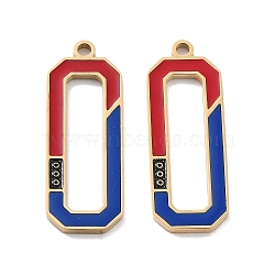 Ion Plating(IP) 304 Stainless Steel Pendants, with Enamel, Rectangle Charm, Golden, FireBrick, 26x9.5x1.5mm, Hole: 1.6mm(STAS-P339-09G-01)
