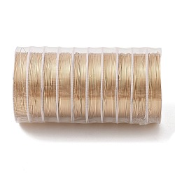 10 Rolls Round Copper Wire, Long-Lasting Plated, Light Gold, 22 Gauge, 0.6mm, 4m/roll(CWIR-C003-01E-KCG)