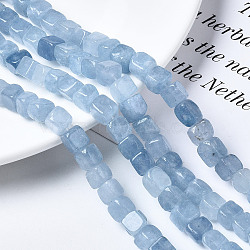 Dyed Natural White Jade Beads Strands, Cube, Light Steel Blue, 7~8x7~8x7~8mm, Hole: 0.9mm, about 45~49pcs/strand, 13.39~14.57 inch(34~37cm)(G-S364-083A-03)