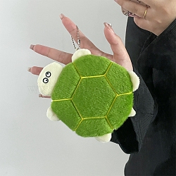 Cute Money Turtle Plush Coin Purse Pouches, Wallets for Children, with Ball Chain, Green, 15x12cm(PW-WG0CDA3-02)