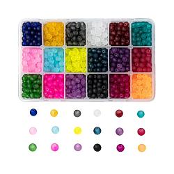 18 Colors Transparent Glass Beads, for Beading Jewelry Making, Frosted, Round, Mixed Color, 6mm, Hole: 1.3~1.6mm, about 70pcs/color, 18 Colors, 1260pcs/box(FGLA-JP0001-02-6mm)