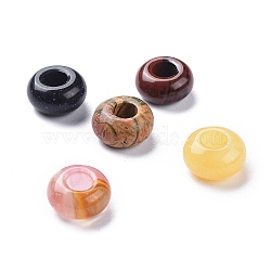 Gemstone European Beads, Mixed Stone, Rondelle, Mixed Color, 14x7mm, hole: 5mm(X-SPDL-S001)