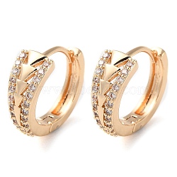 Rack Plating Brass Micro Pave Clear Cubic Zirconia Hoop Earrings for Women, Ring with Arrow, Light Gold, 15x6.5mm(EJEW-P238-07KCG)