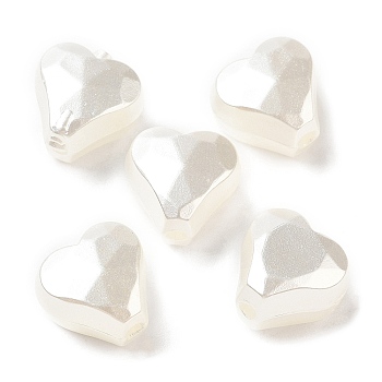 Opaque Acrylic Beads, Faceted, Heart, White, 11x11.5x8mm, Hole: 2.1mm, about 785pcs/500g