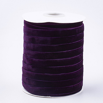 Single Face Velvet Ribbon, Purple, 3/8 inch(9.5~10mm), about 50yards/roll(45.72m/roll)