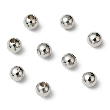 Round Brass Cord End Caps, Memory Wire End Caps, Half Drilled, Platinum, 4mm, Hole: 1.6mm