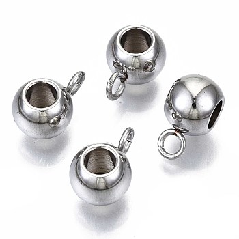 201 Stainless Steel Tube Bails, Loop Bails, Bail Beads, Round, Stainless Steel Color, 11.5x7.5x6mm, Hole: 2mm, Inner Diameter: 3.5mm