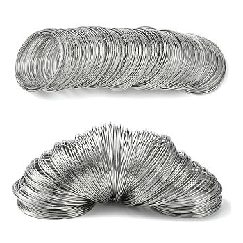 Steel Memory Wire, for Wrap Bracelets Making, Nickel Free, Platinum, 18 Gauge, 1mm, 60mm inner diameter, 750 circles/1000g