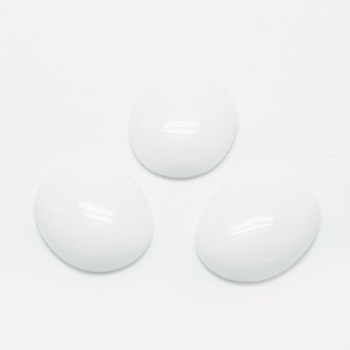 Opaque Glass Cabochons, Oval, White, 28.5x22x7mm
