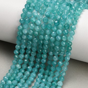 Natural Amazonite Beads Strands, Round, Faceted, 4.5mm, Hole: 0.8mm, about 89pcs/strand, 14.76''(37.5cm)