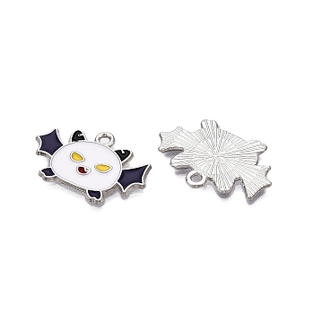 Halloween Theme Alloy Enamel Pendants, Cadmium Free & Nickel Free & Lead Free, Platinum, Bat, 16.5x26x1mm, Hole: 1.8mm