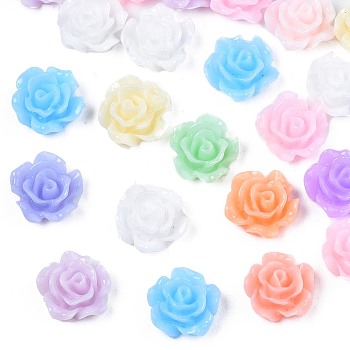 Opaque Resin Cabochons, Flower, Mixed Color, 6.5x6.5x3mm