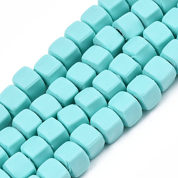 Handmade Polymer Clay Beads Strands, Cube, Dark Turquoise, 5x5x5mm, Hole: 1.8mm, about 86~88pcs/strand, 15.35 inch~16.34 inch(39~41.5cm)
