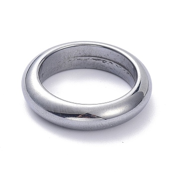 Synthetic Terahertz Stone Finger Rings, Flat Round, US Size 9(18.9mm), 6.5mm
