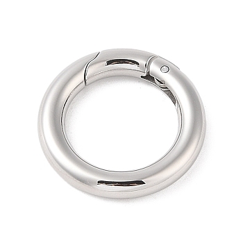 304 Stainless Steel Spring Gate Rings, O Rings, Manual Polishing, Stainless Steel Color, 20x3.5mm