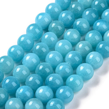 Natural Mashan Jade Round Beads Strands, Dyed, Dark Cyan, 6mm, Hole: 1mm, about 69pcs/strand, 15.7 inch