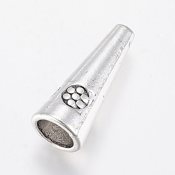 Tibetan Style Alloy Bead Cones, Cone, Lead Free & Cadmium Free, Antique Silver, 21x8.5mm, Hole: 1.5mm and 6mm