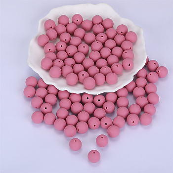 Round Silicone Focal Beads, Chewing Beads For Teethers, DIY Nursing Necklaces Making, Old Rose, 15mm, Hole: 2mm