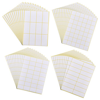 4 Bags 4 Styles Rectangle Square Paper Writable Blank Stickers, Printable Sticker Labels for Laser/Inkjet Printer, White, 217~224x157~169x0.1mm, Sticker: 25~34x14~76mm, 15 sheets/bag
